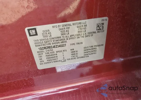 2014 Chevrolet Silverado C1500 Lt z USA, uszkodzony, nr VIN 1GCRCREC4EZ340227